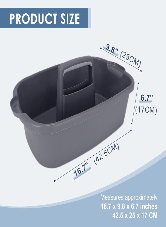 LEVGRY 1-Pack Large Gray Cleaning Caddy for Cleaning Supplies with Handle - Portable Plastic Tote Organizer for Shower, Bathroom, Kitchen, Under Sink Storage - Image 2
